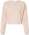 Am image of a Custom Independent Trading Co Womens Lightweight Crop Crew Pullover in Blush!