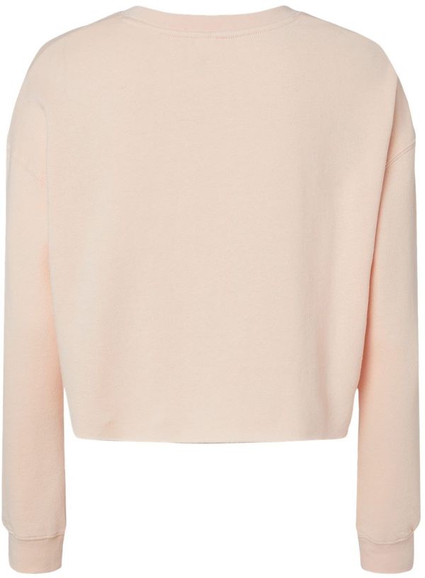 Am image of a Custom Independent Trading Co Womens Lightweight Crop Crew Pullover in Blush!