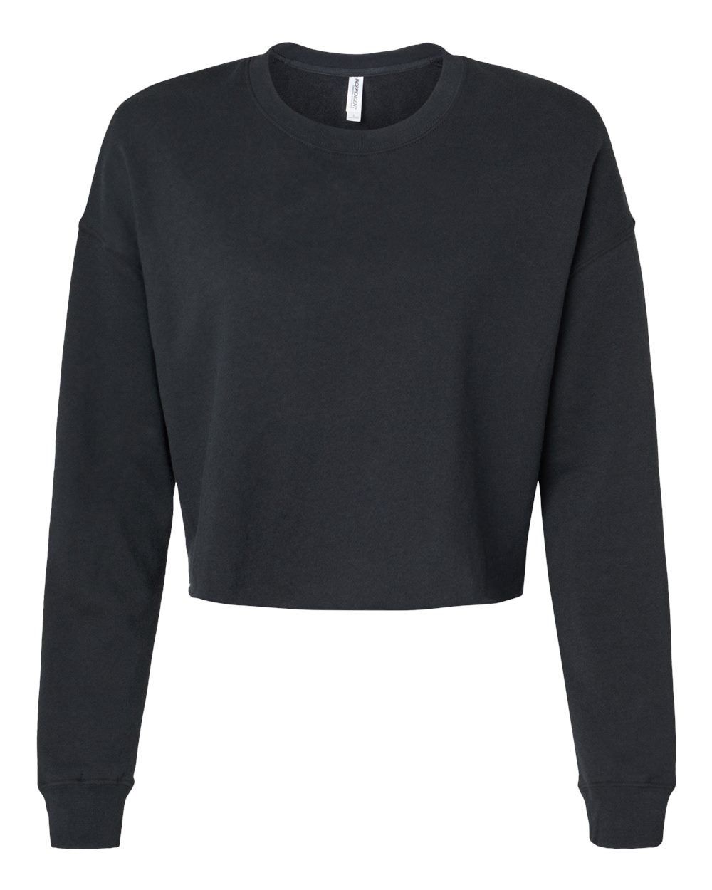 Independent Trading Co Womens Lightweight Crop Crew Pullover in Black