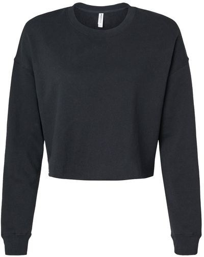 Am image of a Custom Independent Trading Co Womens Lightweight Crop Crew Pullover in Black!