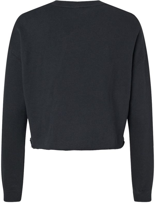 Am image of a Custom Independent Trading Co Womens Lightweight Crop Crew Pullover in Black!
