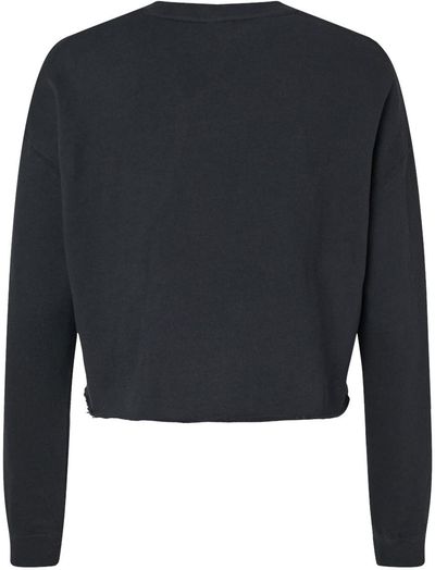 Am image of a Custom Independent Trading Co Womens Lightweight Crop Crew Pullover in Black!