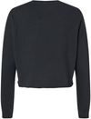 Am image of a Custom Independent Trading Co Womens Lightweight Crop Crew Pullover in Black!