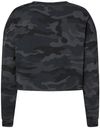 Am image of a Custom Independent Trading Co Womens Lightweight Crop Crew Pullover in Black Camo!
