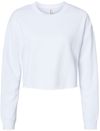 Am image of a Custom Independent Trading Co Womens Lightweight Crop Crew Pullover in White!