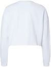 Am image of a Custom Independent Trading Co Womens Lightweight Crop Crew Pullover in White!