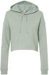 Am image of a Custom Independent Trading Co Womens Lightweight Cropped Hooded Sweatshirt in Sage!
