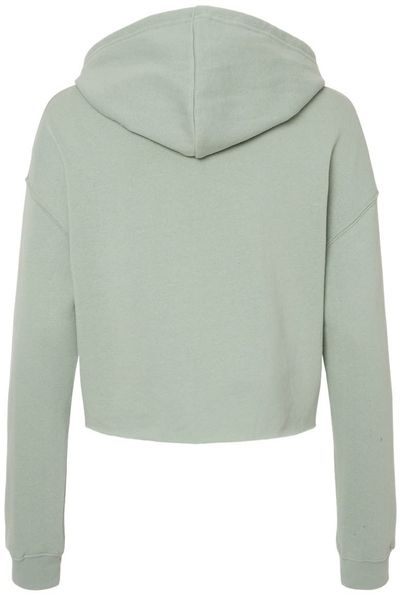 Am image of a Custom Independent Trading Co Womens Lightweight Cropped Hooded Sweatshirt in Sage!