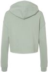 Am image of a Custom Independent Trading Co Womens Lightweight Cropped Hooded Sweatshirt in Sage!