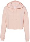 Am image of a Custom Independent Trading Co Womens Lightweight Cropped Hooded Sweatshirt in Blush!