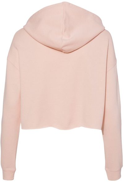 Am image of a Custom Independent Trading Co Womens Lightweight Cropped Hooded Sweatshirt in Blush!