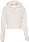 Am image of a Custom Independent Trading Co Womens Lightweight Cropped Hooded Sweatshirt in Bone!