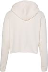 Am image of a Custom Independent Trading Co Womens Lightweight Cropped Hooded Sweatshirt in Bone!