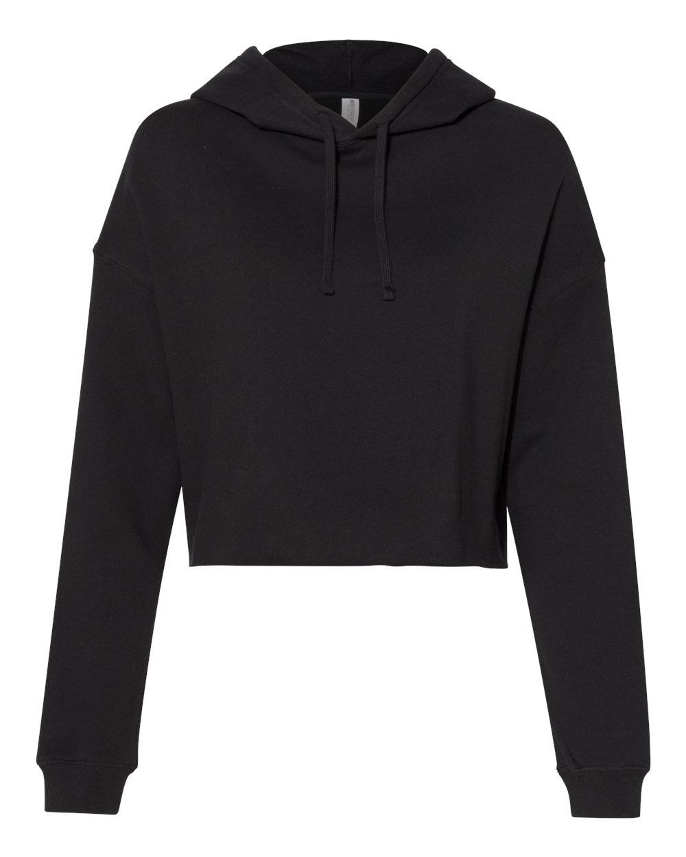 Independent Trading Co Womens Lightweight Cropped Hooded Sweatshirt in Black