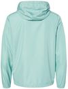 Am image of a Custom Independent Trading Co Lightweight Windbreaker Full Zip Jacket in Aqua/ White Zipper!