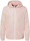 Am image of a Custom Independent Trading Co Lightweight Windbreaker Full Zip Jacket in Blush/ White Zipper!