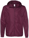 An image of a Custom Independent Trading Co Lightweight Windbreaker Full Zip Jacket in Maroon!