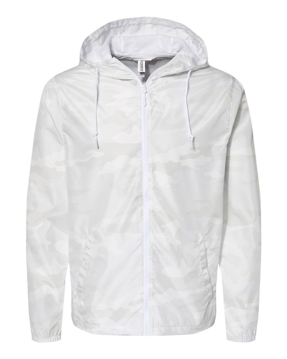 Independent Trading Co Lightweight Windbreaker Full Zip Jacket in White Camo
