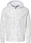 Am image of a Custom Independent Trading Co Lightweight Windbreaker Full Zip Jacket in White Camo!