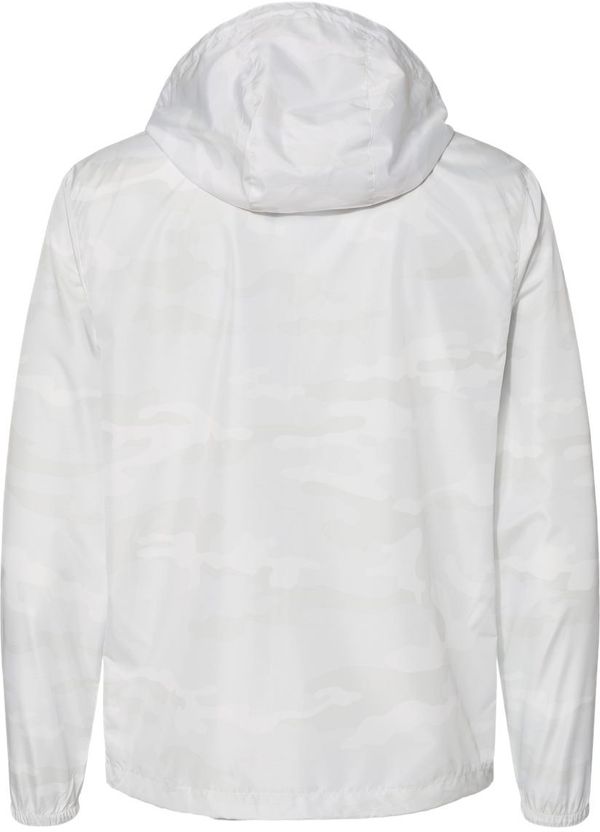 Am image of a Custom Independent Trading Co Lightweight Windbreaker Full Zip Jacket in White Camo!