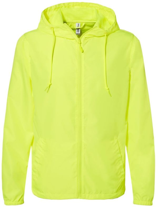 Am image of a Custom Independent Trading Co Lightweight Windbreaker Full Zip Jacket in Safety Yellow!