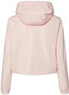 Am image of a Custom Independent Trading Co Womens Lightweight Pullover Crop Windbreaker in Blush/ White Zipper!