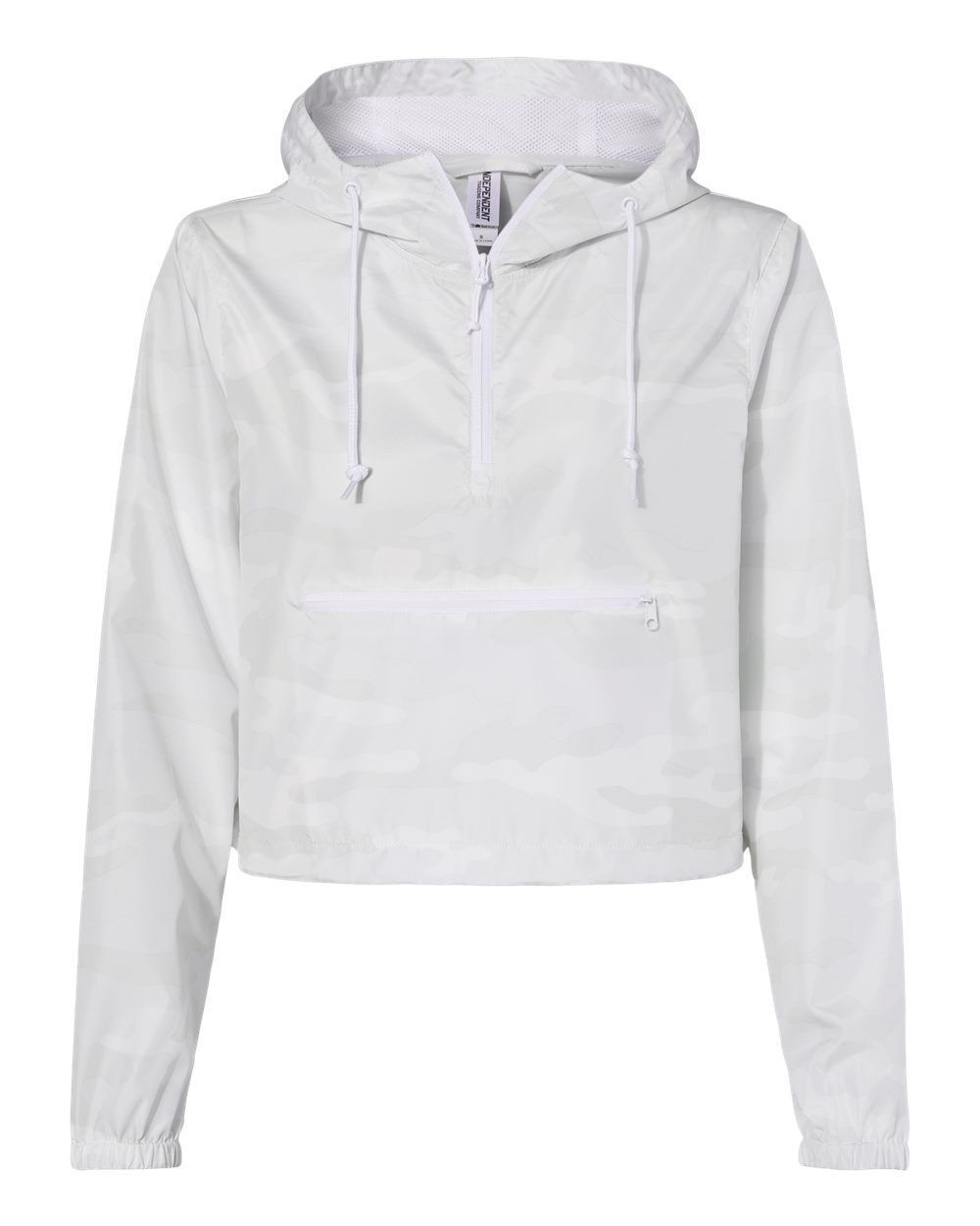 Independent Trading Co Womens Lightweight Pullover Crop Windbreaker in White Camo