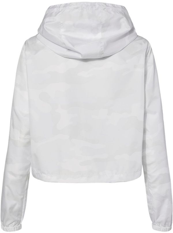 Am image of a Custom Independent Trading Co Womens Lightweight Pullover Crop Windbreaker in White Camo!