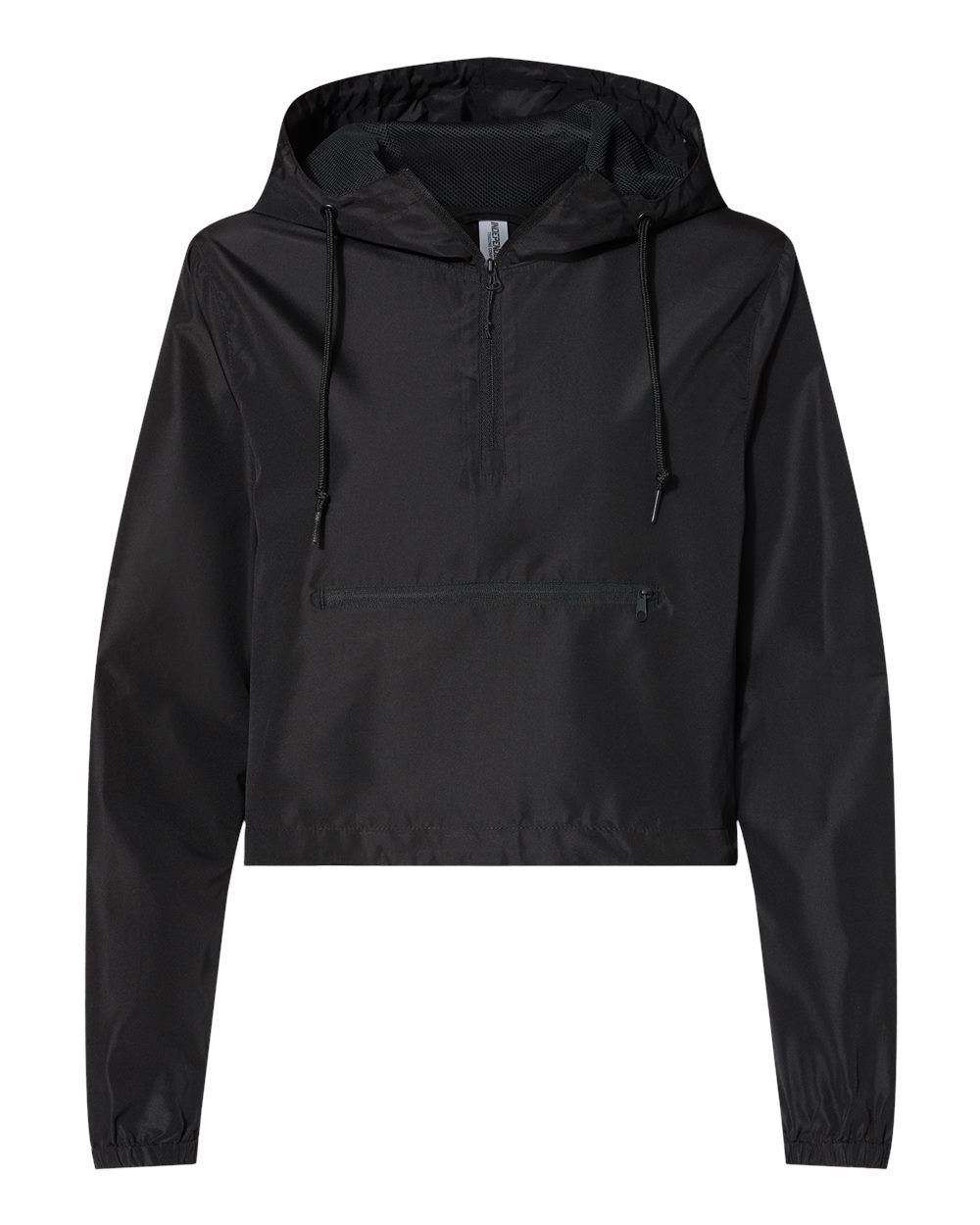 Independent Trading Co Womens Lightweight Pullover Crop Windbreaker in Black
