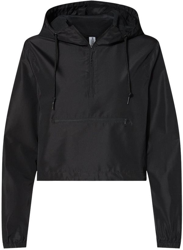 Am image of a Custom Independent Trading Co Womens Lightweight Pullover Crop Windbreaker in Black!