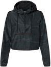 Am image of a Custom Independent Trading Co Womens Lightweight Pullover Crop Windbreaker in Black!