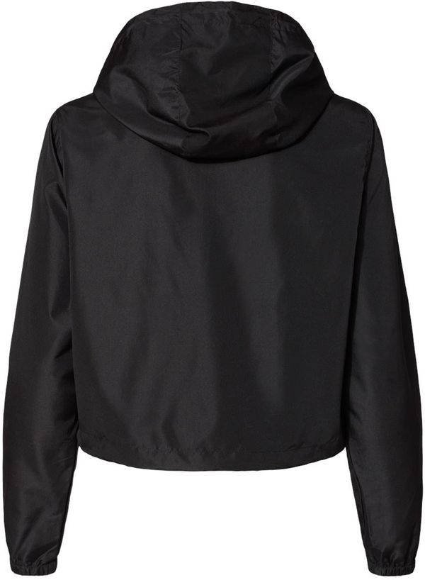 Am image of a Custom Independent Trading Co Womens Lightweight Pullover Crop Windbreaker in Black Camo!
