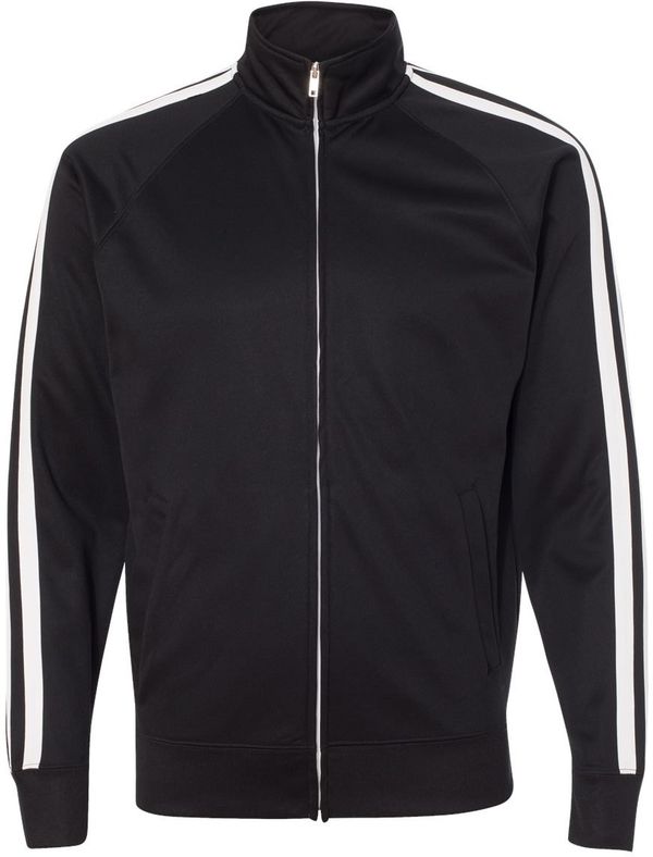Am image of a Custom Unisex Poly Tech Full Zip Track Jacket in Black!