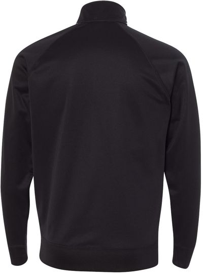 Am image of a Custom Unisex Poly Tech Full Zip Track Jacket in Black!
