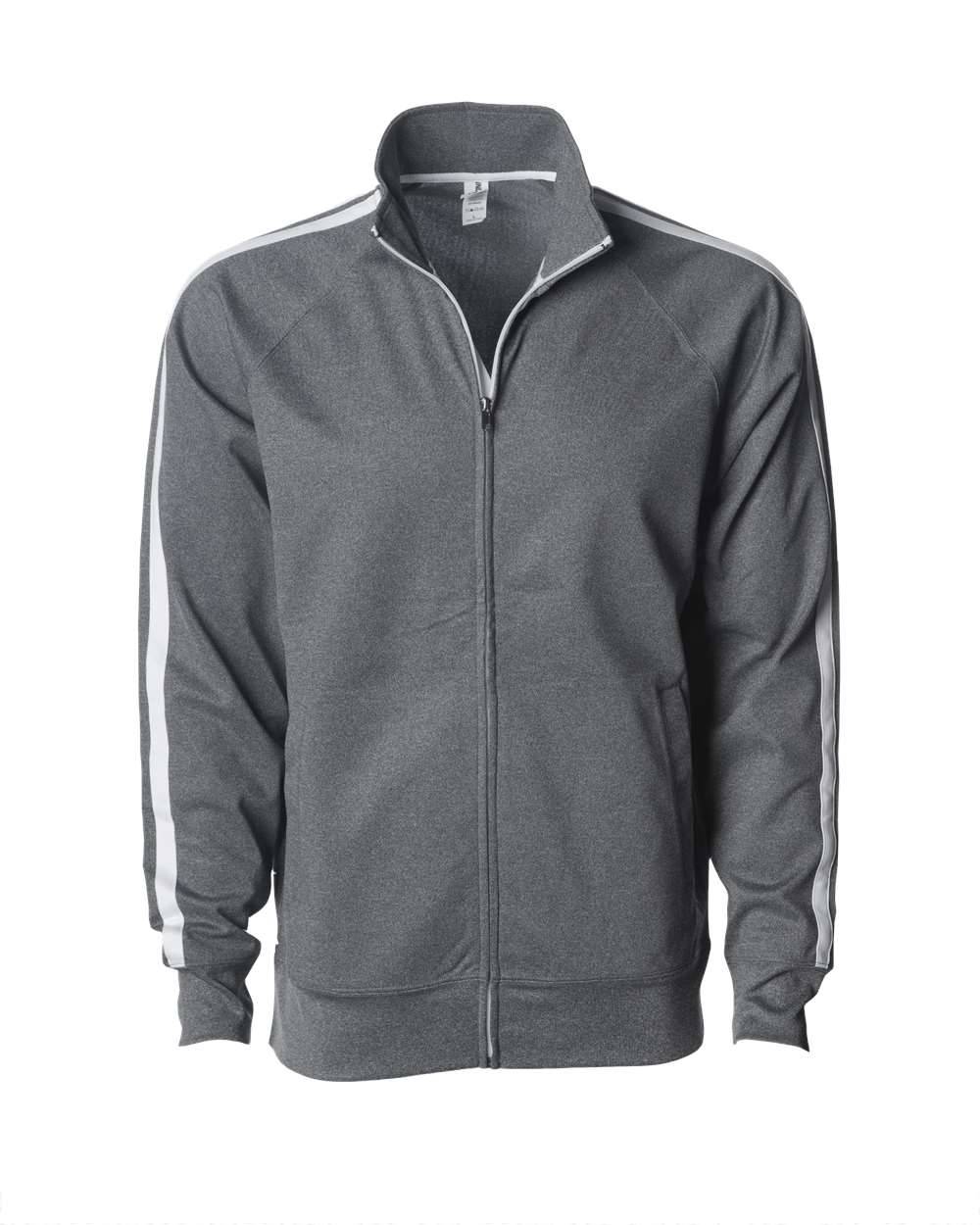 Unisex Poly Tech Full Zip Track Jacket in Gunmetal Heather