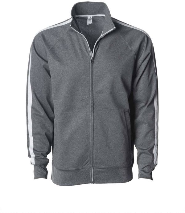 An image of a Custom Unisex Poly Tech Full Zip Track Jacket in Gunmetal Heather!