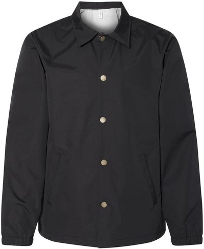 Am image of a Custom Independent Trading Co Water Resistant Windbreaker Coachs Jacket in Black!