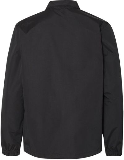 Am image of a Custom Independent Trading Co Water Resistant Windbreaker Coachs Jacket in Black!