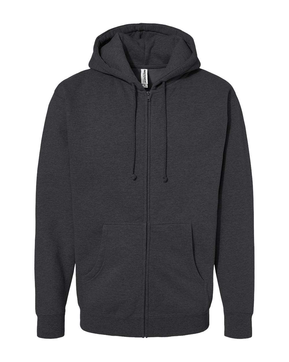 Independent Trading Co Heavyweight Full Zip Hooded Sweatshirt in Charcoal Heather