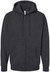 Am image of a Custom Independent Trading Co Heavyweight Full Zip Hooded Sweatshirt in Charcoal Heather!