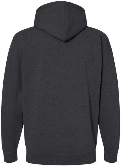 Am image of a Custom Independent Trading Co Heavyweight Full Zip Hooded Sweatshirt in Charcoal Heather!