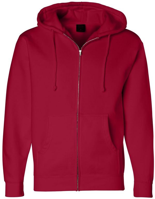 Am image of a Custom Independent Trading Co Heavyweight Full Zip Hooded Sweatshirt in Red!