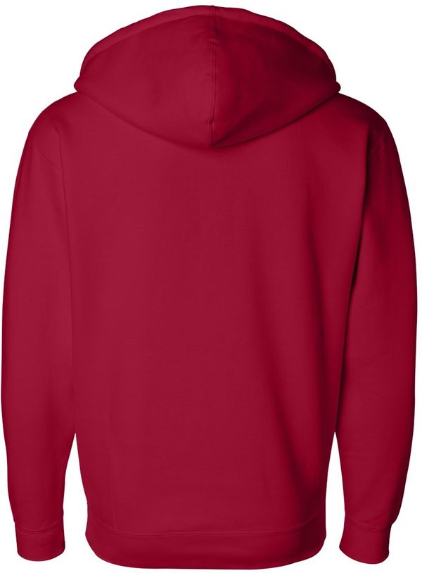 Am image of a Custom Independent Trading Co Heavyweight Full Zip Hooded Sweatshirt in Red!
