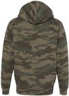 Am image of a Custom Independent Trading Co Heavyweight Full Zip Hooded Sweatshirt in Forest Camo!