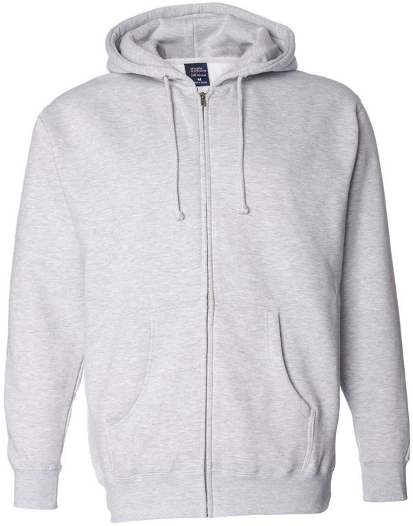 Am image of a Custom Independent Trading Co Heavyweight Full Zip Hooded Sweatshirt in Grey Heather!