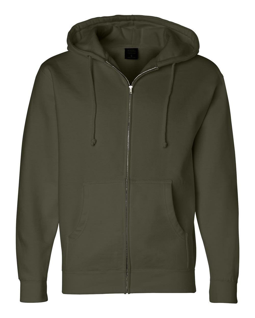 Independent Trading Co Heavyweight Full Zip Hooded Sweatshirt in Army