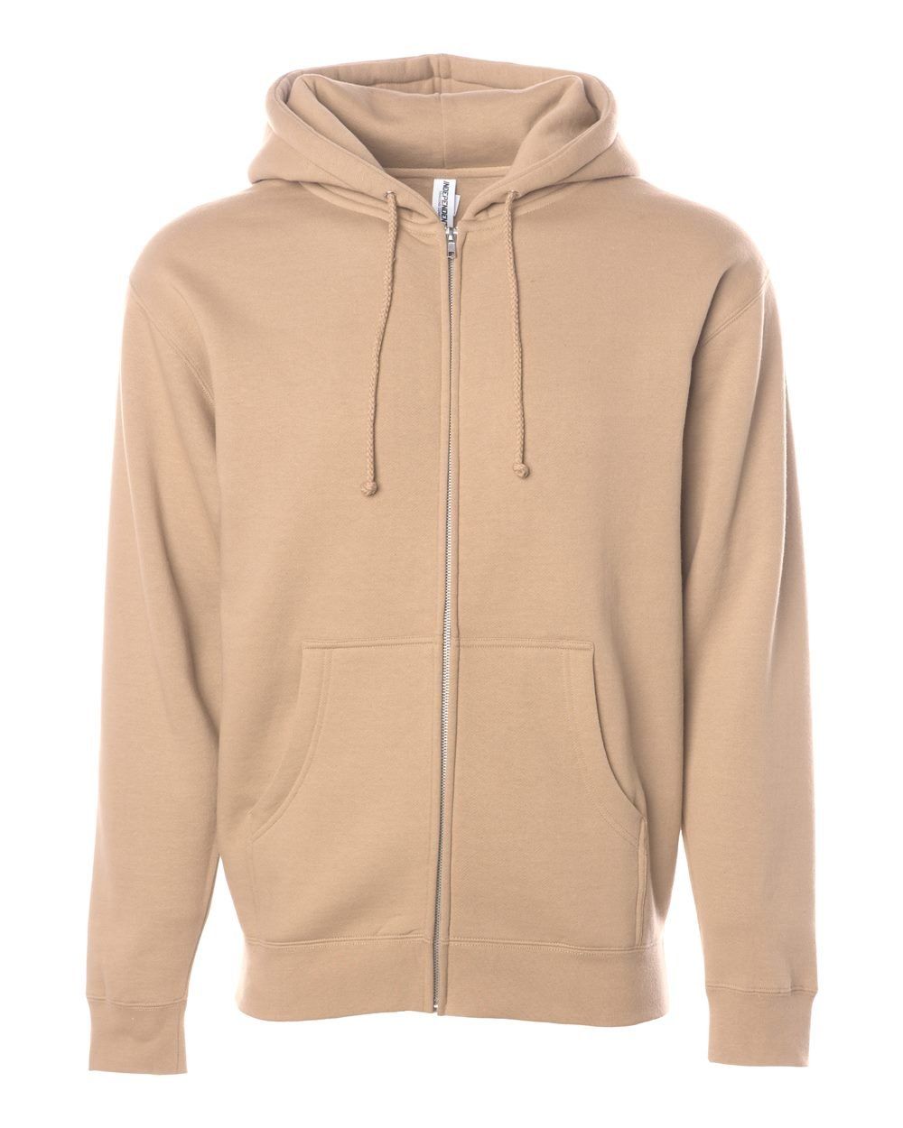 Independent Trading Co Heavyweight Full Zip Hooded Sweatshirt in Sandstone