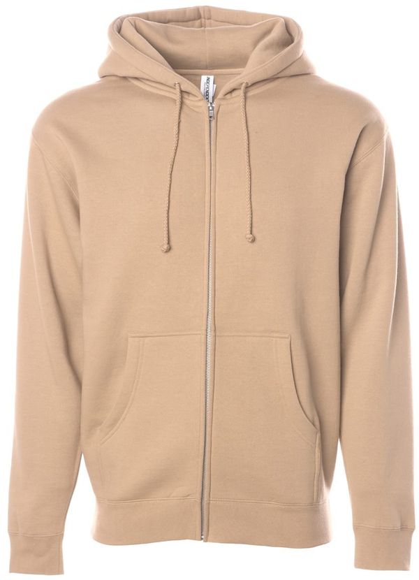 Am image of a Custom Independent Trading Co Heavyweight Full Zip Hooded Sweatshirt in Sandstone!
