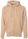 Am image of a Custom Independent Trading Co Heavyweight Full Zip Hooded Sweatshirt in Sandstone!