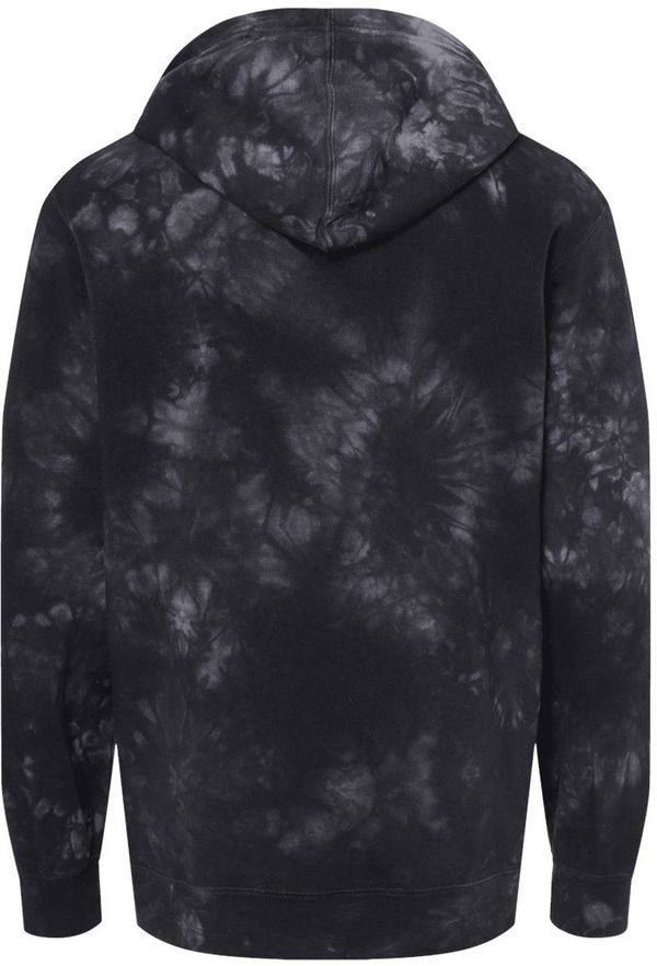 Am image of a Custom Midweight Tie Dyed Hooded Sweatshirt in Tie Dye Black!